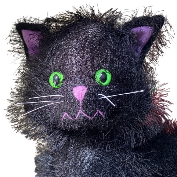 Black Cat Sound Motion Halloween Decor Vintage RUSS Scratches Kitty Purple Green - Picture 2 of 14
